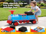 Rigo Kids Ride on Car Train 12V Electric Toy 2 Seaters Storage 87cm Blue RCAR-TRAIN-BU
