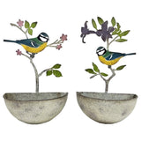 Set 2 Assorted Colourful Bird Wall Planters 24x40cm V637-71640PLN