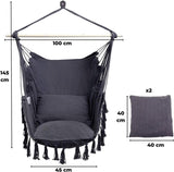 NOVEDEN Hammock Chair Hanging Rope Swing with 2 Seat Cushions Included V227-6777715009160