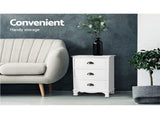 Artiss 2x Bedside Table 3 Drawers Vintage - THYME White ST-CAB-B-3D-WHX2