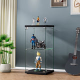 Stacked Display Cabinet Collection Storage Tempered Glass 2 Tier With Lock Black DBOX1002-2-BK