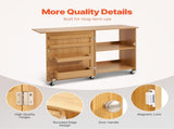 Folding Sewing Table with Lockable Wheels Shelves Trays Door Wood Color V952-FRZJYXXKZDBH6WYM1V0
