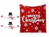 Christmas Flannel Throw Blanket and Snowman Curtain Tieback Set, 150*130cm Thick Fleece Sofa Blanket V888-ELOSUNG54140