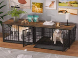 P&P Black Walnut XL Dog Crate with Wooden Furniture Style, 3-Door Entry and Slide Out Tray V767-P-XL171-XL-BK-A-G1