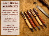20 Pack Slimline Pen Kit-7mm Wood Turning Twist Pen Kits with Refills, Brass Hardware & 5 Finishes V1366-AZ2-W-14356