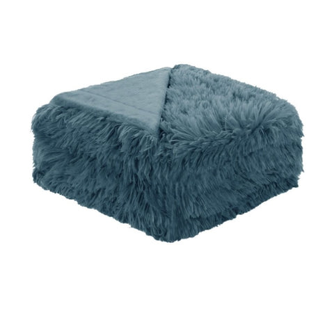 Hotel Living Soft Shaggy Long Hair Blanket Queen Dusk Blue V442-ATX-BLANKET-SHAGGY-DUSKBLUE-QS