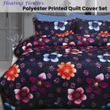 Big Sleep Floating Flowers Quilt Cover Set Double V442-HIN-QUILTCS-FLOATINGFLOWERS-NAVY-DS