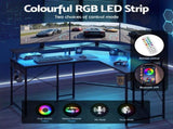 Artiss L-Shape Gaming Desk Computer Desks RGB LED Power Outlet 130cm Black FURNI-U-DESK-L-BK
