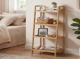 Levede Bamboo Ladder Bookcase 4-Shelf Books Plant Storage Shelf Rack Organiser EA0289-NT-AU