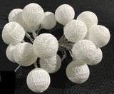 1 Set of 20 LED White 5cm Cotton Ball Battery Powered String Lights Christmas Gift Home Wedding V382-WHBALLBATT20