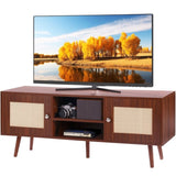 VEVOR Rattan TV Stand, Boho TV Cabinet for 55 inch TV, Mid Century Modern TV Stand, Rattan TV V952-TBDSJ47INHTMOXPGTV0