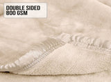 Laura Hill 800-GSM Mink Blanket Queen Size Double-Sided Soft Plush Bed Faux Throw Rug Beige MNKHV-BE