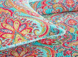100% Cotton Aqua Coral Paisley Bloom Coverlet Bedspread Set V745-MMPAC060758Q13U
