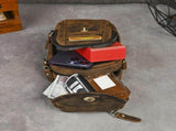 Retro Cowhide Multi-functional Waist Bag, Wear-resistant Poly-cotton Lining, Fits 8-inch Devices, V1232-FMPBB-002