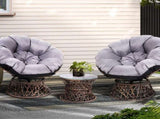 Gardeon Outdoor Lounge Setting Furniture Wicker Papasan Chairs Table Patio Brown ODF-PAPASAN-TBCHX2-BR