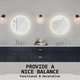 2 Set LED Wall Mirror Round Anti-Fog Bathroom 50cm V274-FT-BM-LEDR-50-X2