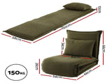 Artiss Floor Lounge Sofa Bed Foldable Green FLOOR-SBL-04VEL-1S-GN