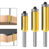3 pcs ROuter Bit, 4 Flute Shank Copy Cutter With Top Bearing Straight Flush Trim Bit Carbide V1188-MS-227-0624