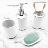 Set 4 Pcs Green Bathroom Accessories,Cute Bathroom Decor,Plastic Soap Dispenser and Toothbrush V1189-WXFWAL-20260319-00056