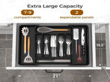 Black Extra Large Expandable Silverware Organizer, BPA Free Food Safe Cutlery and Kitchen Utensil V1237-MS-724-079