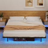 Artiss King Bed Frame,Floating Metal Bed Frame with Smart LED Lights - Sturdy Metal Platform Bed MBED-C-RAY-K