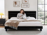 Artiss King Bed Frame Upholstered Platform Base with Geometric Headboard Black Velvet BFRAME-H-HUSH-K-BK-ABC