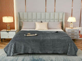 200*230cm Dark grey Solid Colour Flannel Throw Blanket - Thick Double-Sided Fleece with Ribbed V888-ELOSUNG50712