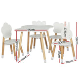 Keezi 5PCS Kids Table and Chairs Set Children Activity Study Play Desk White KTC-MFL-WHWD