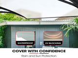 SHADE SHIELD 2x1m Aluminium Exterior Awning, Black DIY External UV Rain Protection Clear V219-OAWFIXSS21CA