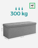 SONGMICS 110cm Storage Ottoman Bench Light Grey V227-8498402100581