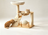 Rubber Wood & Acrylic Cat Tree V1408-W3