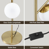 Artiss 3-Light Tree Floor Lamp 165cm Tall Standing Light with Sphere Glass Shades for Modern Homes LAMP-FLOOR-3-GL-GD