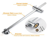 Chrome Double Square 8" Shower Head Set 3 Function Handheld Rail Diverter Arm V1233-C4902B22HR003M4CKSR108
