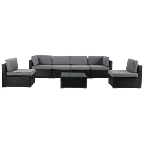 Veranda Fancy Grande Sofa Set V264-OTF-524S-BLK-AU-7PC