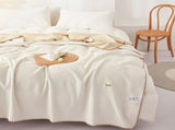 200*230CM Milky White Ultra-Soft Dual-Sided Waffle Plush Fleece Blanket - Large Cozy Throw for Bed V888-ELOSUNG32594