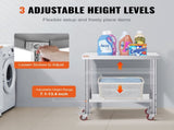 30x12x34 Inch Stainless Steel Work Table 3-Stage Adjustable Shelf with 4 Wheels Heavy Duty V952-CFGZT30X12X34YC01V0