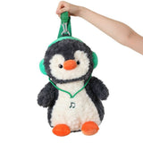 Headphone Penguin Backpack Plush Toy 2-in-1 Creative Doll Bag 15.7 Inches Nylon Material with V1369-AZ3-W-14404