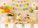 3-pcs Birthday Party Decoration Set with 2-pack Smiley Daisy Balloon Centerpieces & Blue and Green V888-ELOSUNG53423