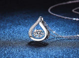 Dazzling Teardrop Dancing Moissanite Necklace S925 Sterling Silver Pendant V888-ELOSUNG33785