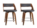 Artiss 2x Bar Stools Swivel Leather Chair 65cm BA-TW-8569-BKX2-AB