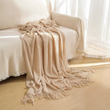 Orange Premium Woven Knitted Throw Blanket with Tassels Soft, Cozy Sofa & Bed Blanket, Perfect for V888-ELOSUNG20354