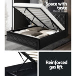 Artiss Bed Frame Double Size Gas Lift Black TIYO BFRAME-F-TIYO-GAS-D-BK-ABC