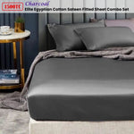 Ramesses 1500TC Elite Egyptian Cotton Sateen Fitted Sheet Combo Set Charcoal Double V442-KIT-FITTEDSS-1500TCEGYPTIANC-CHARCOAL-DS