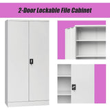 Two-Door Shelf Office Gym Filing Storage Locker Cabinet Safe V63-759835