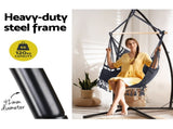 Gardeon Hammock Chair with Steel Stand Hanging Outdoor Tassel Grey HM-CHAIR-TASSEL-GREY-X