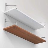 No-Drill Wood-Look Floating Wall Shelf with Metal Rails, Adhesive Hooks and Screws, 40 x 15 cm V1188-MS-731-081