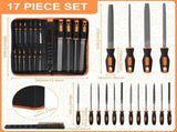17Pcs Metal File Set with Ergonomic Handle Sturdy Compact High Carbon Steel Assorted File Kit for V1192-AZ-W-21676