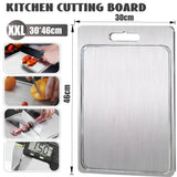Double-Sided Titanium Cutting Board in Silver, 46x30cm, Durable and Heat Resistant V178-59252