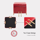 2X Storage Ottoman Foot Stool Cube Tuffet Seat 45cm PU Leather RED V274-FT-GQ106-RD2