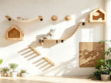 Scratching, Multi-Layer Solid Wood Cats Climbing Set DIY Wall-Mounted Steps For Indoor Cats, Wall V1369-AZ3-W-09138